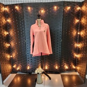L.L.Bean Women's Quilted Sweatshirt, Mockneck Tunic in Warm Coral NWT L